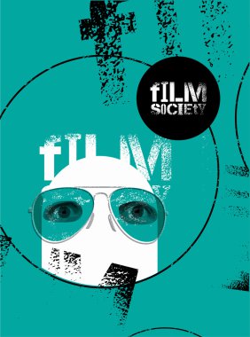Tipografik Grunge tasarım Film toplum için. Vektör çizim.