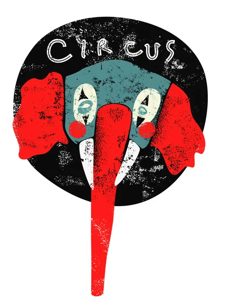 Zirkus-Retro-Plakat. Elefantenclown. Vektorillustration — Stockvektor