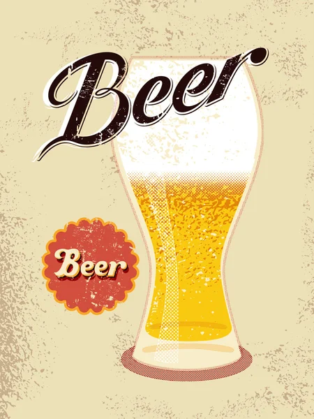 Vintage style poster with a beer glass. Vector illustration. — Stock Vector