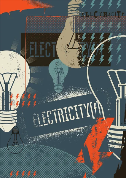 Elektrik. Retro grunge poster. Vektör çizim.