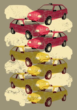 Taksi. Tipografik retro grunge poster. Vektör çizim.