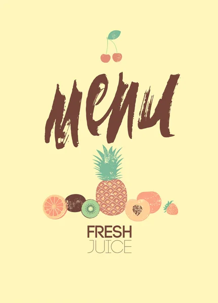 Vintage menu of fresh juices. Vector illustration. — Stock Vector