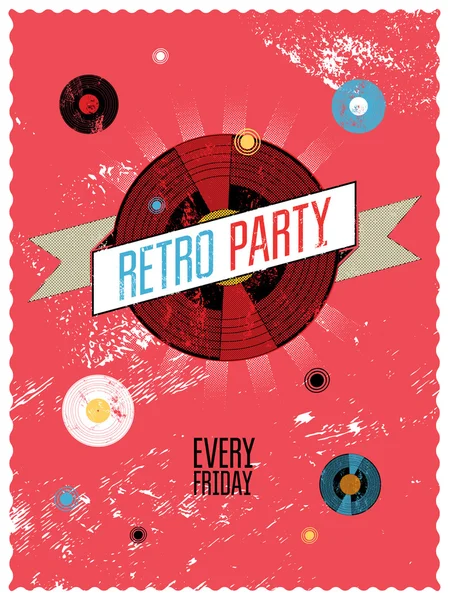 Retro-Party-Plakatdesign. Vektorillustration. — Stockvektor