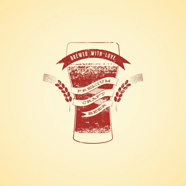 Cartaz de cerveja estilo grunge vintage. Banner com copo de cerveja. Ilustração vetorial . — Vetor de Stock