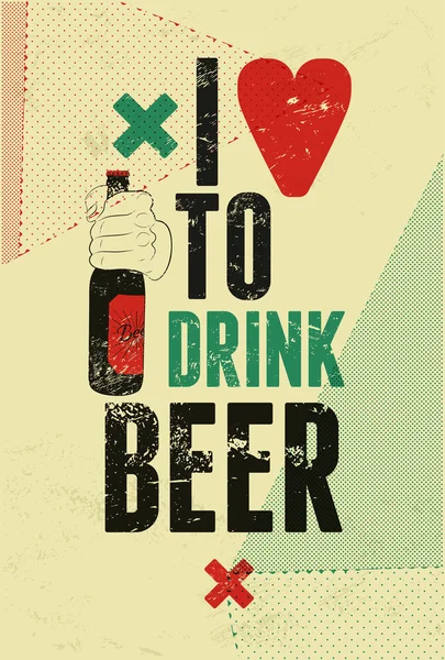 Tipografik retro grunge bira posteri. Vektör illüstrasyonu.