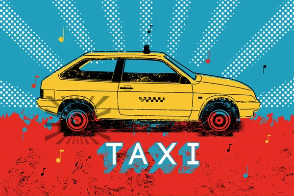 Taxi. Manifesto retrò grunge tipografico. Illustrazione vettoriale . — Vettoriale Stock