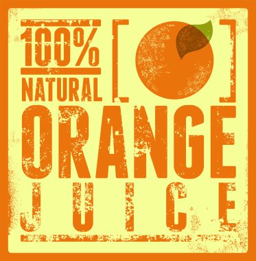 Tipografik retro grunge portakal suyu posteri. Vektör çizim. EPS 10.