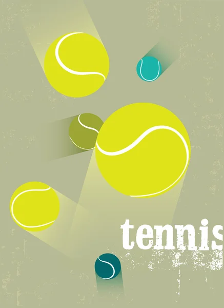 Tennis Vintage Grunge Poster. Retro-Vektorillustration mit Tennisbällen. — Stockvektor