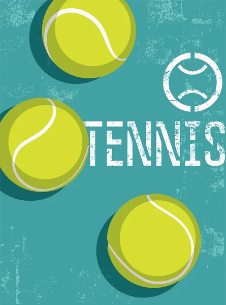 Tenis vintage grunge tarzı poster. Retro vektör çizim tenis topları ile.