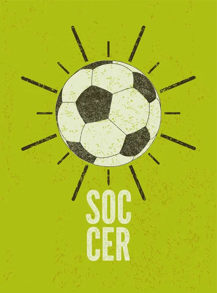Poster bergaya grunge vintage sepak bola. Ilustrasi vektor sepak bola . - Stok Vektor