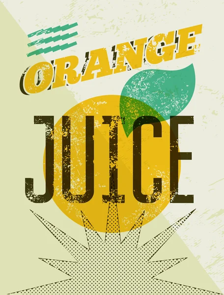 Typografiska retro grunge orange juice affisch. Vektor illustration. EPS-10. — Stock vektor