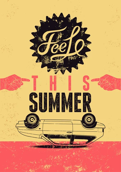 感觉到今年夏天。排版的复古 grunge 的海报。矢量图. — 图库矢量图片