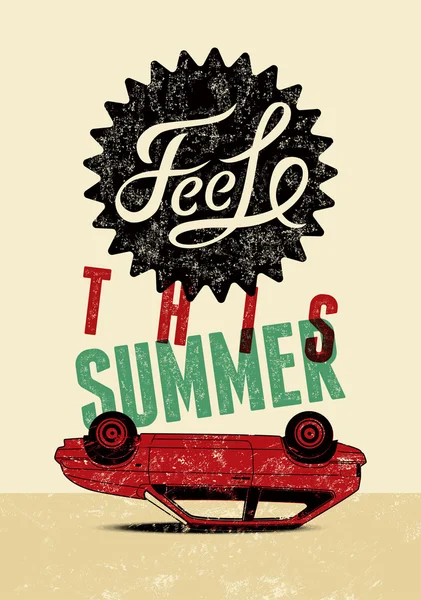 Het gevoel van deze zomer. Typografische grunge retro poster. Vectorillustratie. — Stockvector