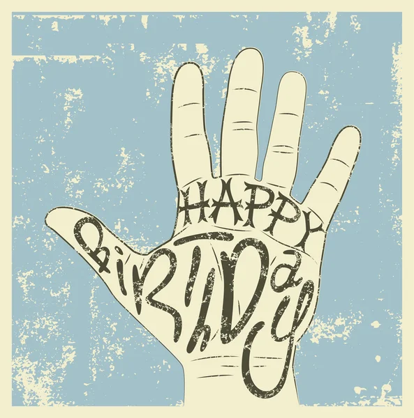 ¡Feliz cumpleaños! Tarjeta de cumpleaños tipográfica retro grunge. Ilustración vectorial . — Archivo Imágenes Vectoriales