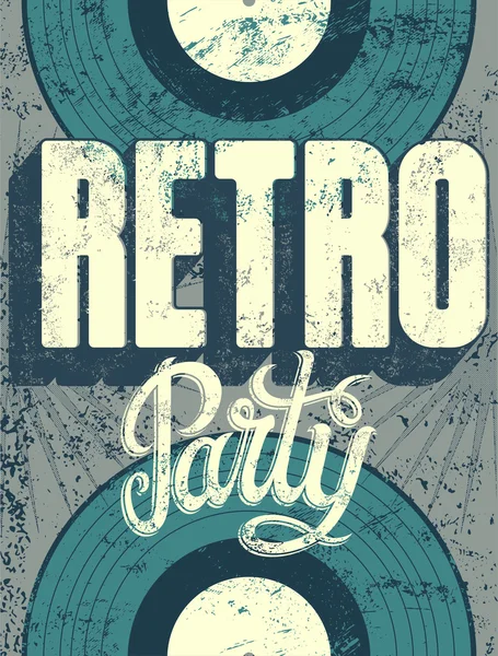 Disegno di poster grunge Retro Party tipografico. Illustrazione vettoriale . — Vettoriale Stock