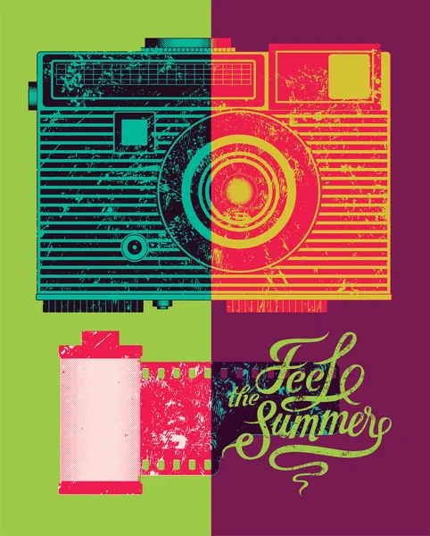 Känner mig sommaren. Typografiska retro grunge affisch. Vektor illustration. — Stock vektor
