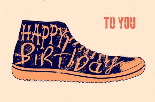 Proficiat met je verjaardag! Typografische retro grunge Verjaardag Card. Vector Illustratie. — Stockvector