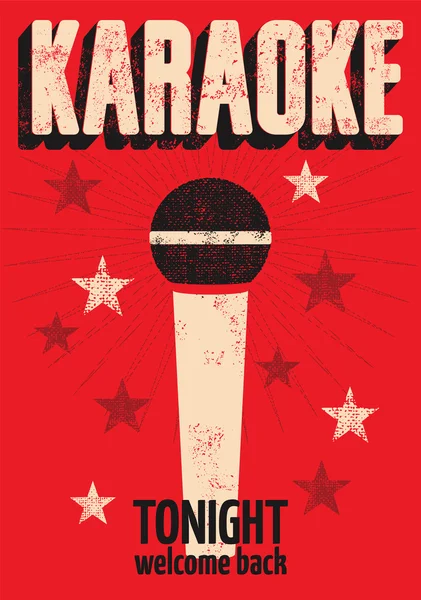 Tipografik retro grunge karaoke poster. Vektör çizim.