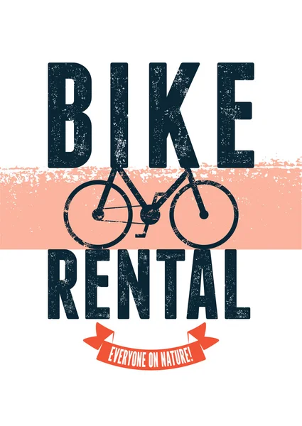 Design vintage tipográfico para aluguel de bicicletas com efeito grunge. Ilustração vetorial . — Vetor de Stock