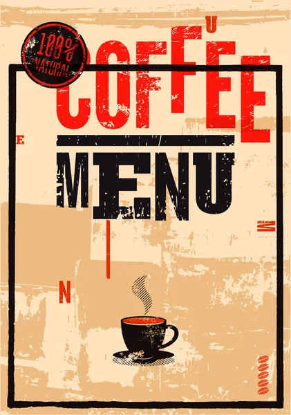 Menu café. Affiche typographique rétro pour restaurant, café ou café. Illustration vectorielle . — Image vectorielle