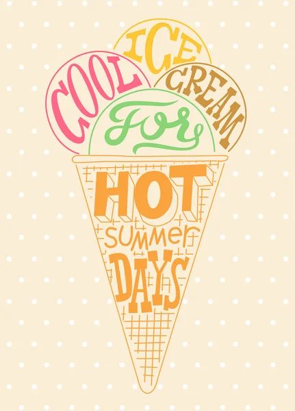 Cartel de helado vintage. Diseño colorido de etiquetas de tipografía retro. Ilustración vectorial . — Archivo Imágenes Vectoriales