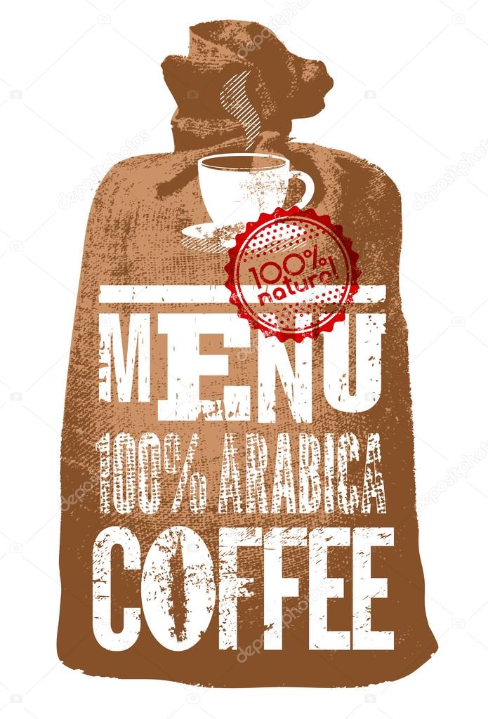 Coffee menu. Typographic retro poster for restaurant, cafe or coffeehouse. Vector illustration.