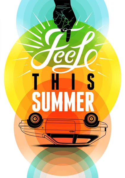 Affiche rétro de l'heure d'été. Conception typographique vectorielle avec fond de cercle coloré. Eps 10 . — Image vectorielle