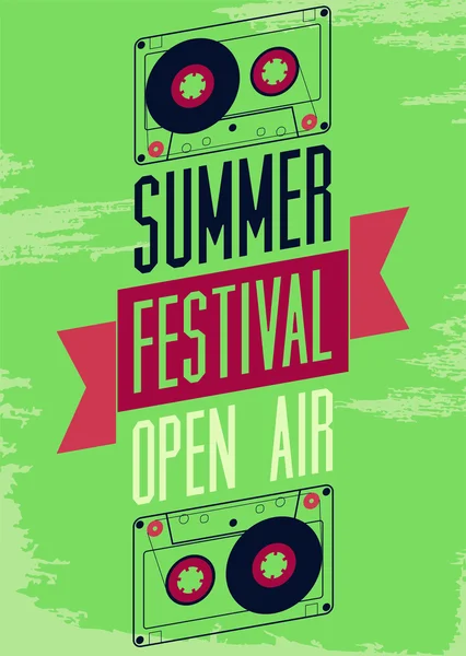 Zomer festival open lucht poster. Retro typografische vectorillustratie. — Stockvector