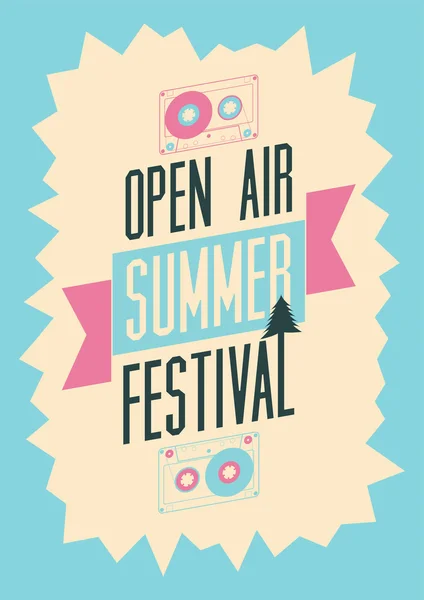 Yaz Festivali açık hava poster. Retro tipografi vektör çizim.