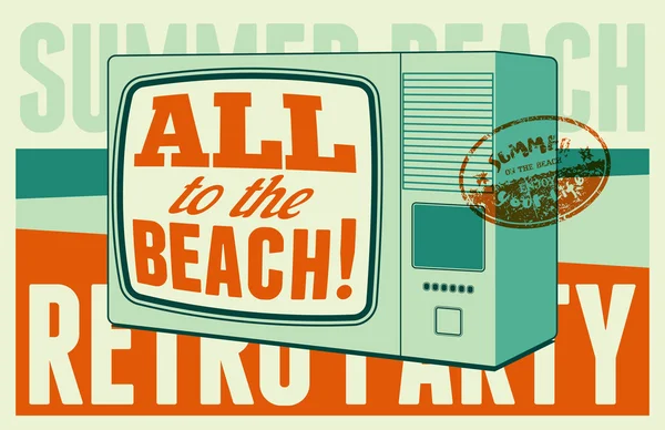 Sommer Strand Retro Party typografisches Plakat. Vektorillustration. — Stockvektor