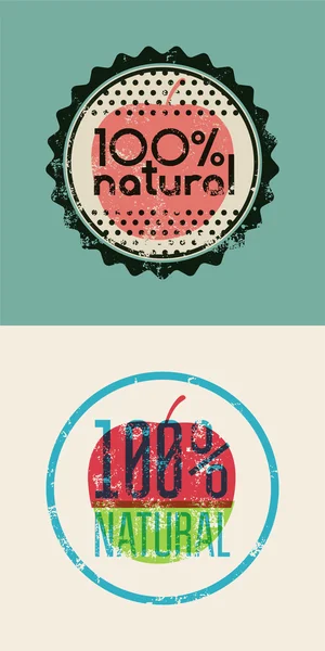 Set di due etichette "100% Naturale". Timbro di gomma Grunge per il prodotto naturale al 100%. Design vettoriale. Eps 10 . — Vettoriale Stock