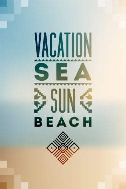 Yaz saati poster. Vektör Tipografik Tasarım bulanık arka plan ile. EPS 10.