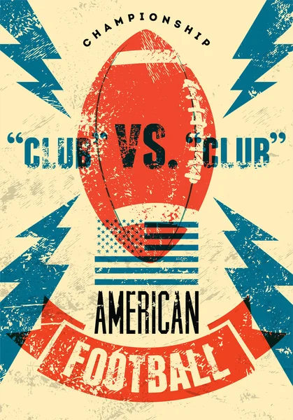Amerikan futbolu tipografik klasik grunge tarzı poster. Retro vektör illüstrasyonu.