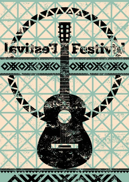 Folk festival poster. Retro typografische grunge vectorillustratie. — Stockvector