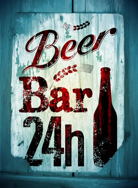 Vintage grunge stijl bier bar poster. Retro typografische vectorillustratie op hout achtergrond. EPS-10. — Stockvector