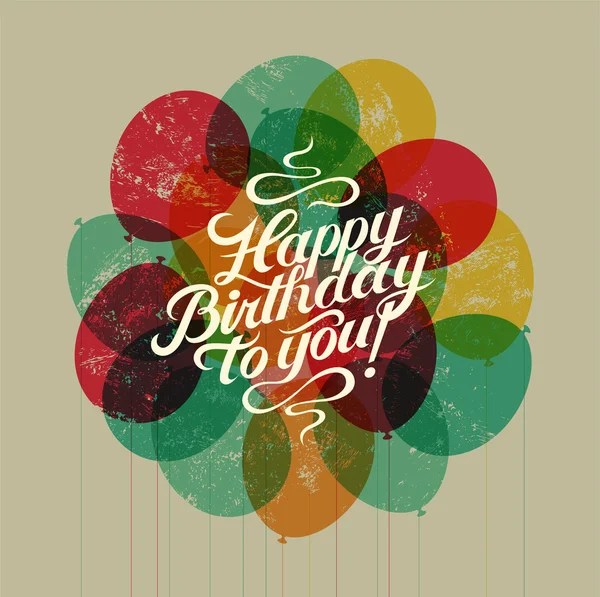 Grattis på födelsedagen! Typografiska retro grunge födelsedag Card. vektor illustration. — Stock vektor