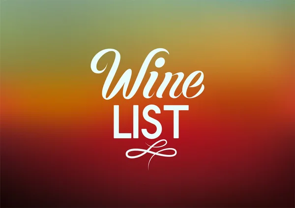 Calligraphic retro style wine list design on blurred background. Vector illustration. — Stockvector