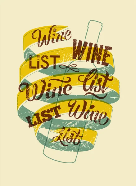 Typographic retro grunge style wine list design. Vector illustration. — ストックベクタ
