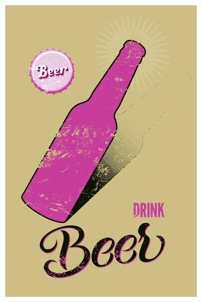 Cartaz de cerveja retro grunge tipográfico. Ilustração vetorial. —  Vetores de Stock