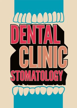 Tipografik retro diş Kliniği poster. Vektör çizim.