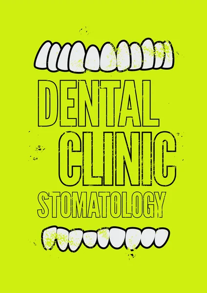 Tipografik retro grunge diş Kliniği poster. Vektör çizim.