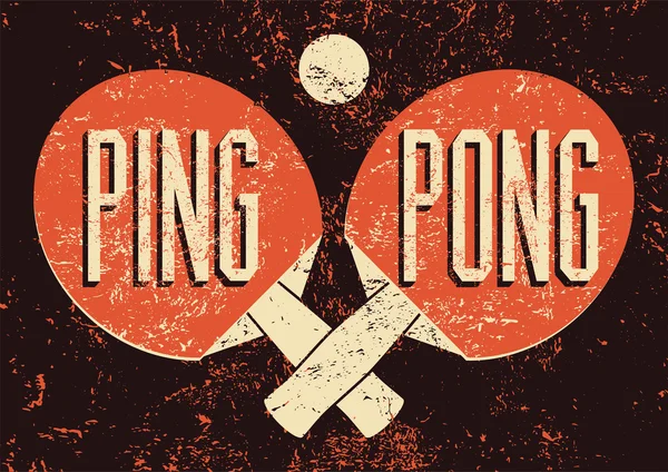 Ping Pong typografische vintage grunge stijl poster. Retro vectorillustratie. — Stockvector