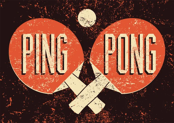 Ping Pong tipografik vintage grunge tarzı poster. Retro vektör çizim.