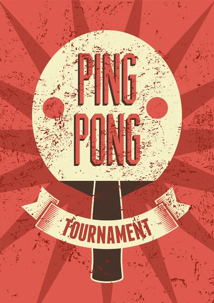 Ping Pong tipografik vintage grunge tarzı poster. Retro vektör çizim.