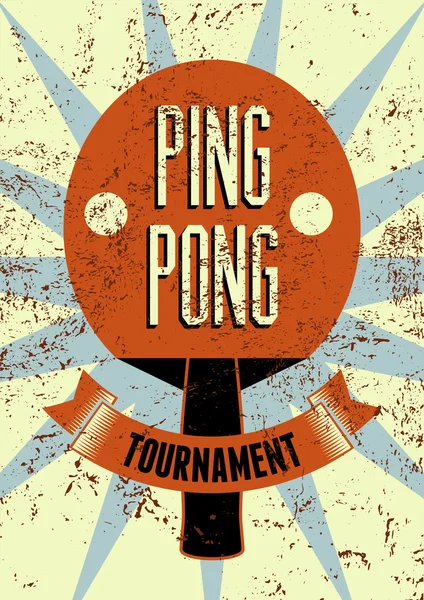 Ping Pong typografische vintage grunge stijl poster. Retro vectorillustratie. — Stockvector