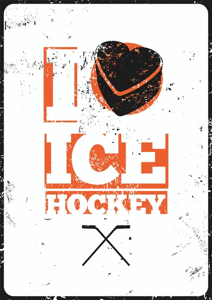 Hokej na lodzie typograficzne nieczysty starodawny styl plakatu. Ilustracja wektorowa retro. — Wektor stockowy