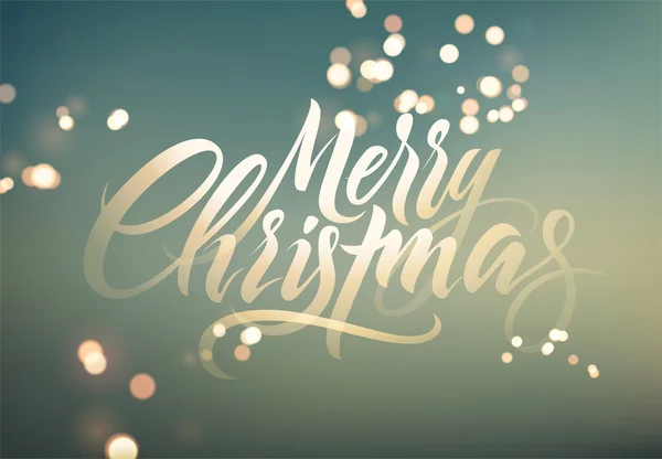 Feliz Navidad. Caligrafía retro diseño de tarjetas de felicitación de Navidad sobre fondo borroso. Ilustración vectorial. Eps10 . — Vector de stock