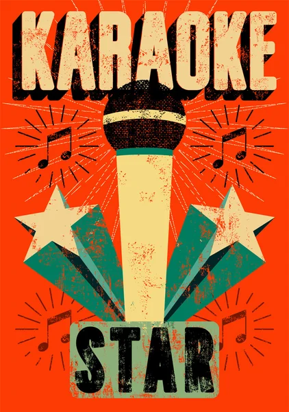 Typografische grunge retro karaoke poster. Vectorillustratie. — Stockvector