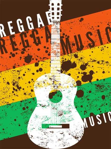 Reggae music poster. Retro typographical grunge vector illustration. — Stock Vector