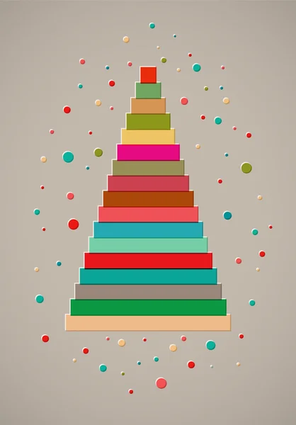 Weihnachtskarten-Design mit stilisierten bunten Bändern Weihnachtsbaum. Vektorillustration. — Stockvektor